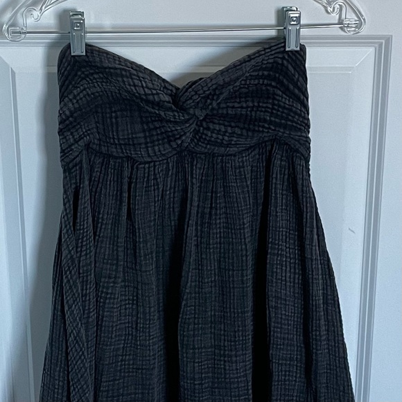 Anthropologie Black Waffle Knit Linen Beach Strapless Harem Jumpsuit - 35353 - Picture 5 of 16